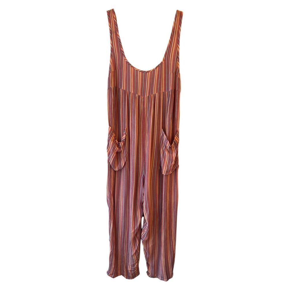 Urban Outfitters Out From Under Jumpsuit Rainbow Striped medium boho festival va - Picture 1 of 9